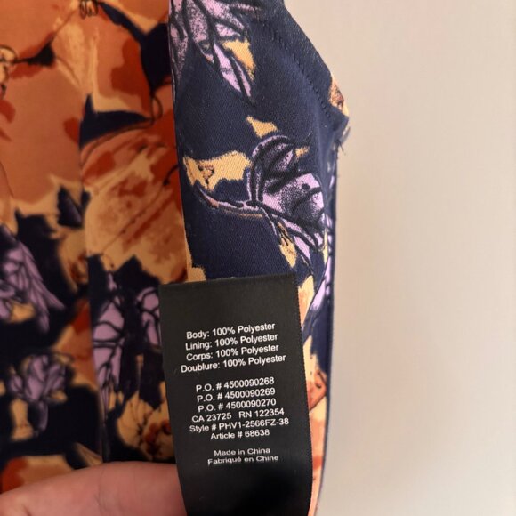 ARITZIA BABATON Wieland Floral Navy and Orange Sleeveless Top Blouse - Picture 5 of 6